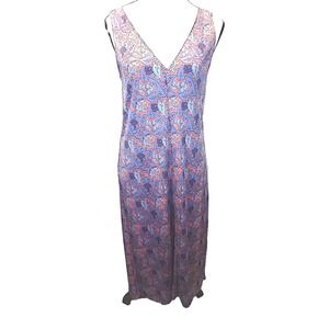 Tory Burch Sleeveless Maxi Dress Floral Blue Coral Spring Boho Casual Sz Med‎